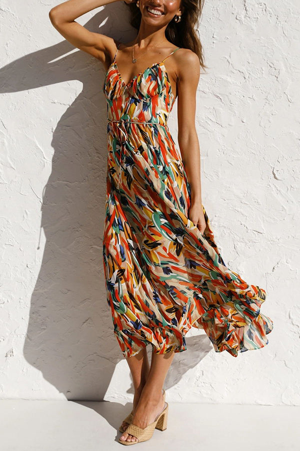 Minimalist Edvige Colorful Midi Dress Elevated Occasion Wear