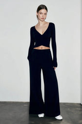 V Neck Tie Waist Two-Piece Set