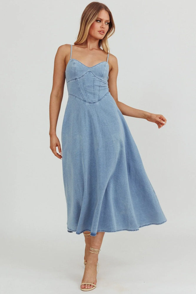 Vintage VNeck Denim Dress