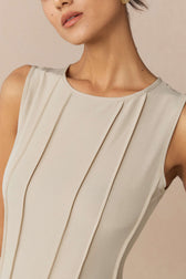 Knit Sleeveless Pintuck A-Line Maxi Dress 3