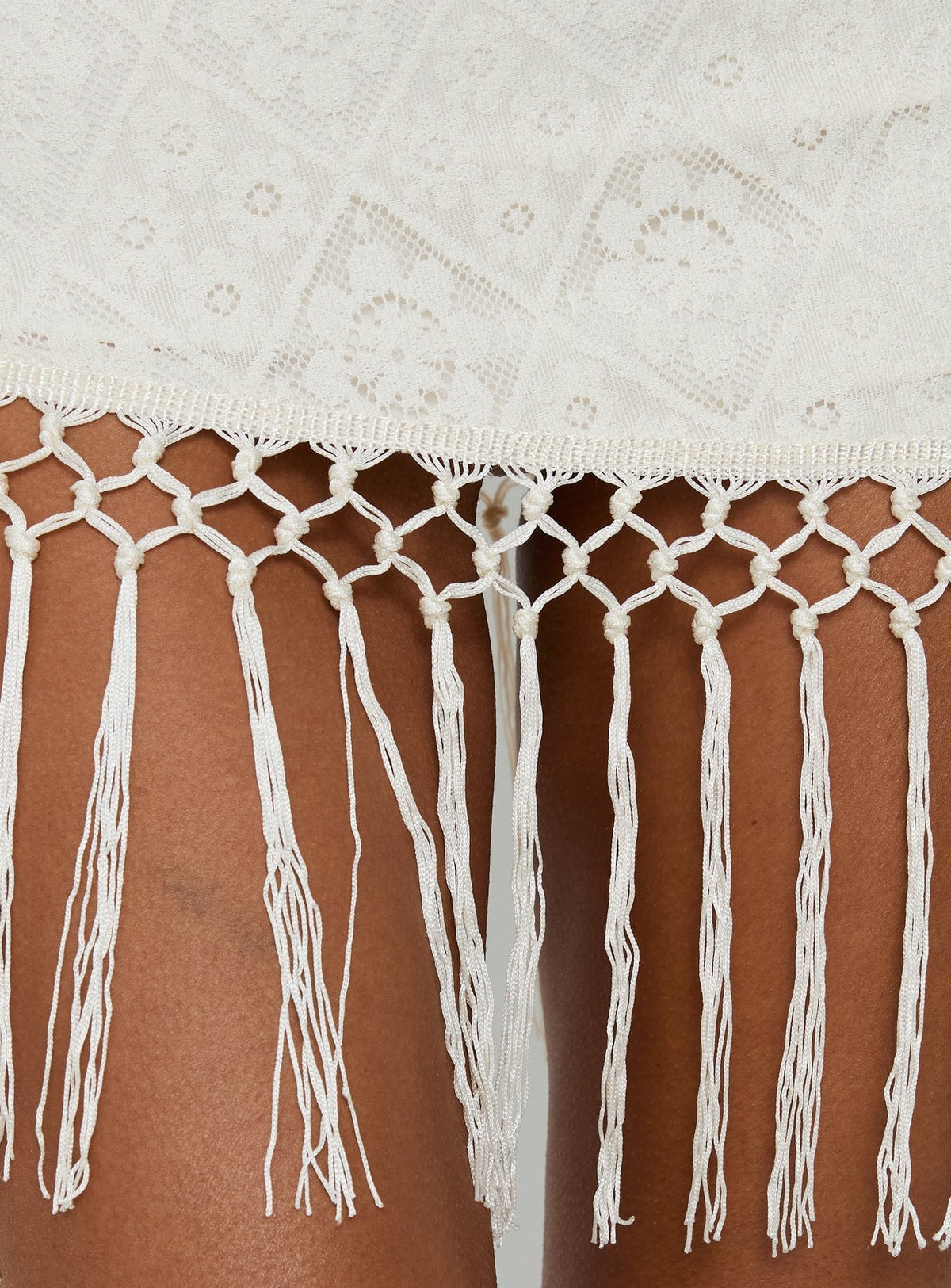 Crochet Lace Strapless Fringe Hem Bodycon Mini Dress 7