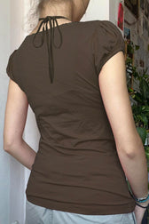 Beaded Plunging V Neck T-Shirt