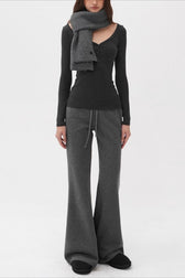 Vintage Washed V Neck Henley Long Sleeve Top