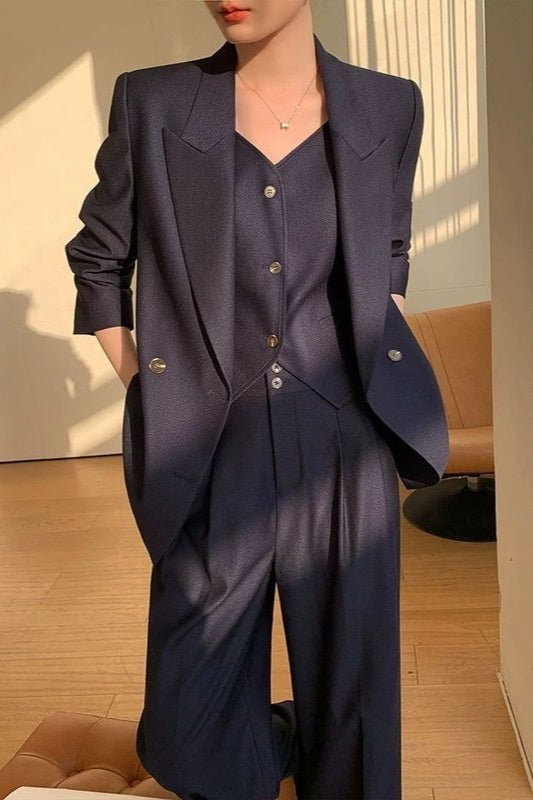 Relaxed Fit Tailored Suit Three Piece Set