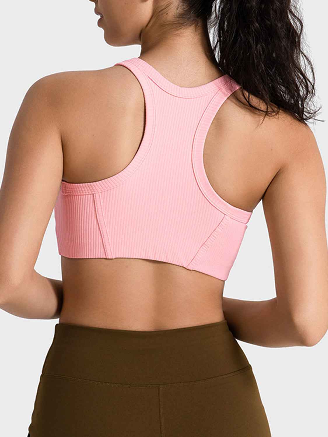 Ribbed Round Neck Wide Strap Cropped Sport Tank Top 18
