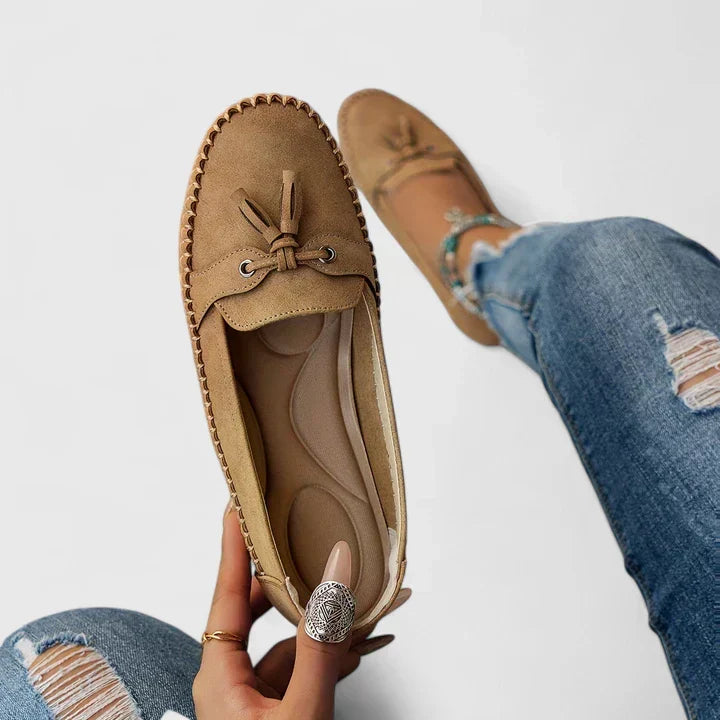 Suede Look Tassel Slip On Moccasin Loafer Flats