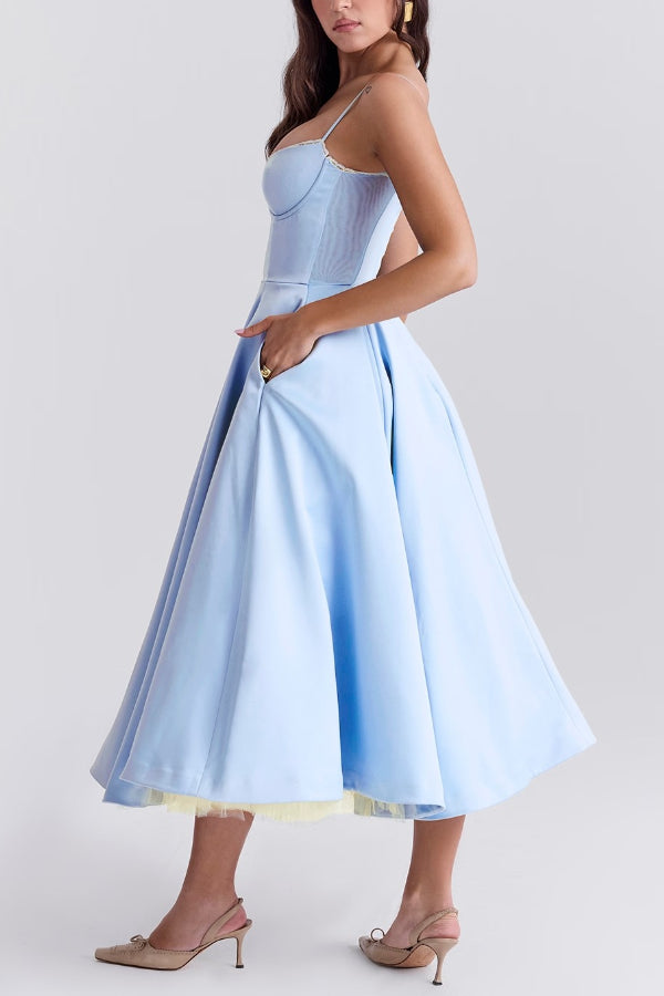 Lorraine Premium Strapless V Neck Sleeveless Tutu Maxi Dress Boutique Edit