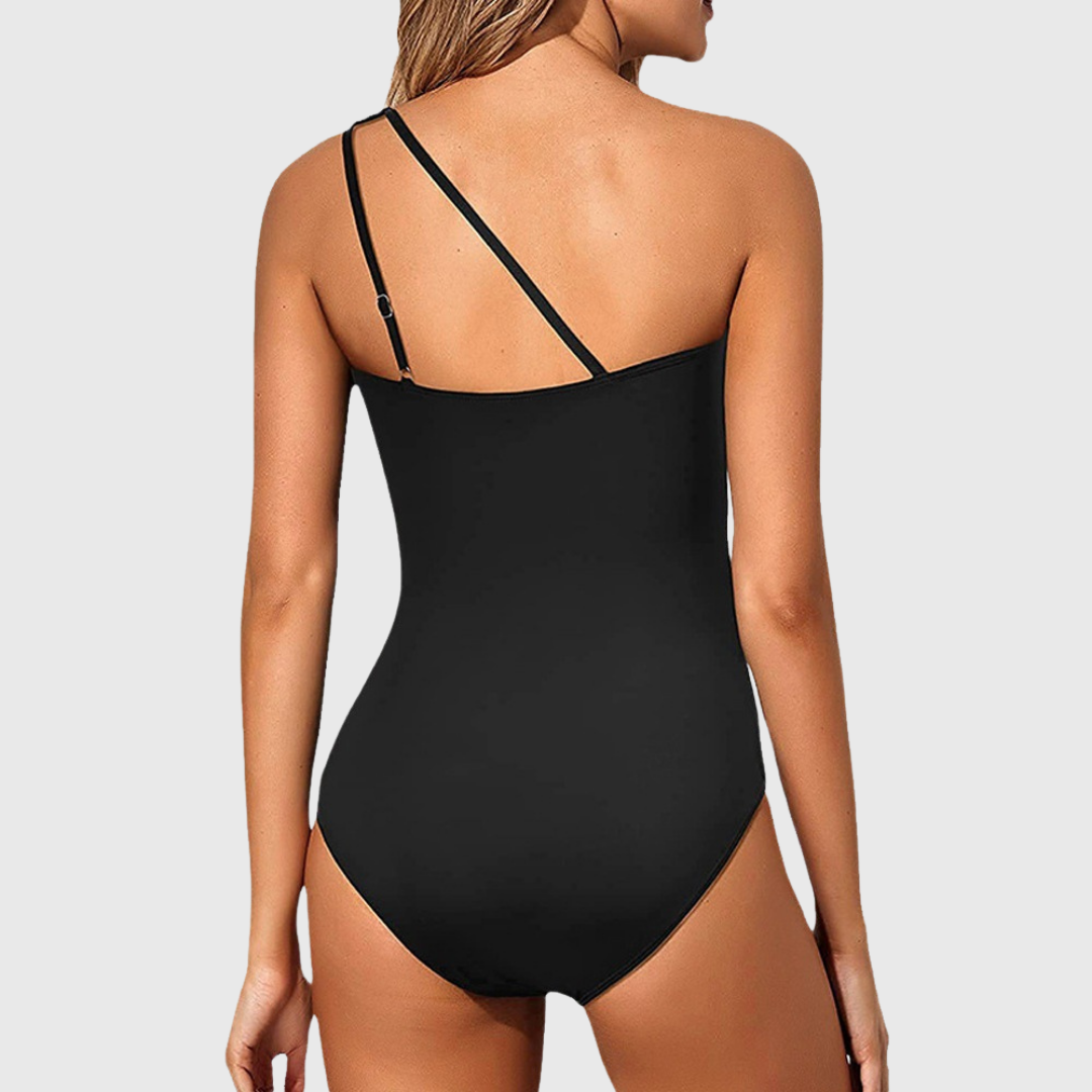 One Shoulder Cut Out Ruched One Piece Swimsuit