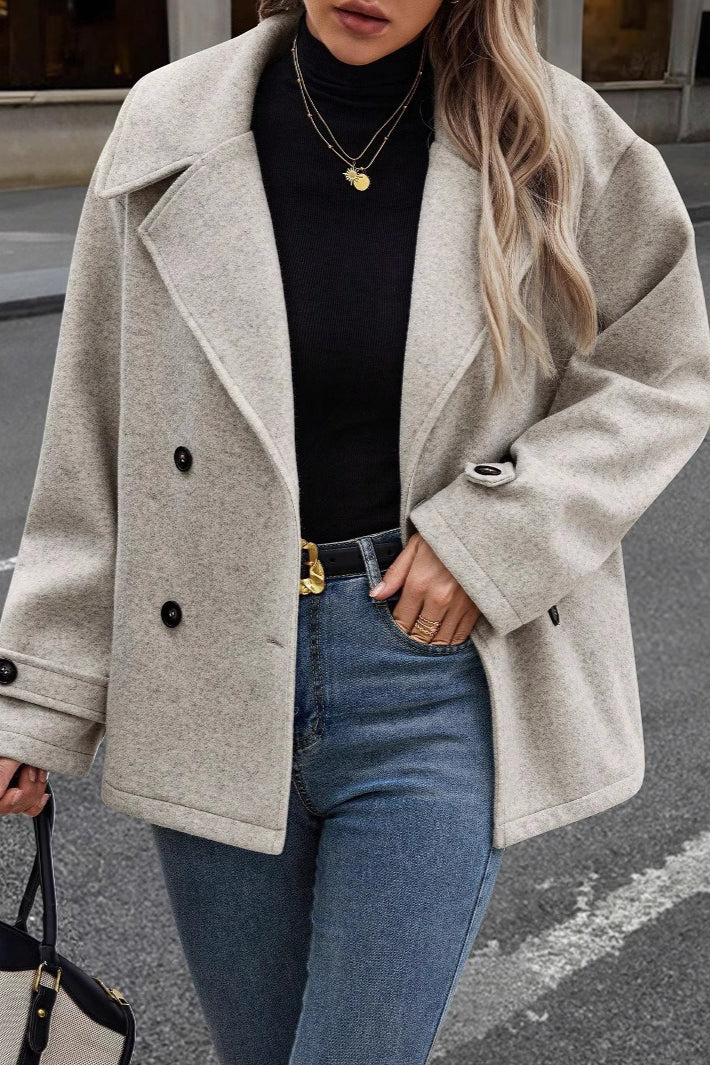 Cropped Wool Blend Oversized Coat