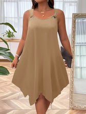 Sleeveless Handkerchief Hem A-Line Midi Dress 10