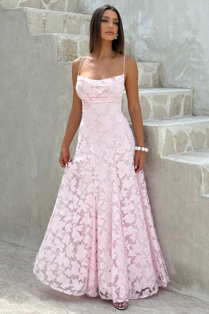Chiffon Backless Spaghetti Strap Maxi Dress - View 9