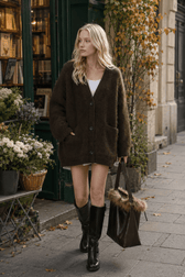 Loose Fit Rabbit Hair Knit Cardigan
