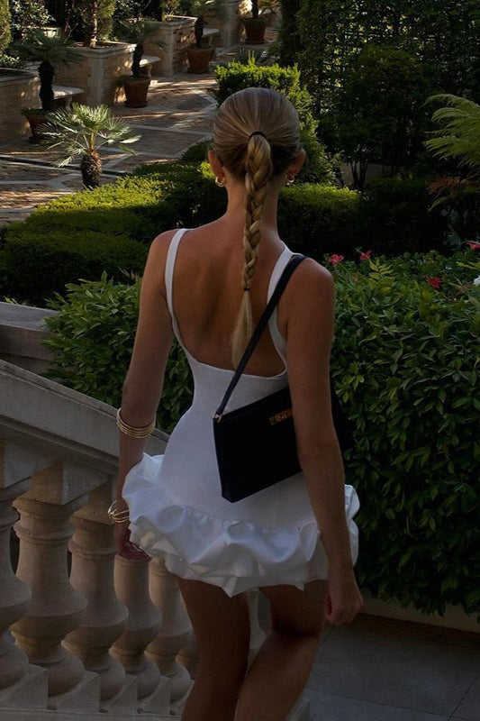 Sleeveless Boat Neck Bodycon Tiered Ruffle Hem Mini Cocktail Dress