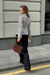 Charcoal Gray Tailored Waist Blazer
