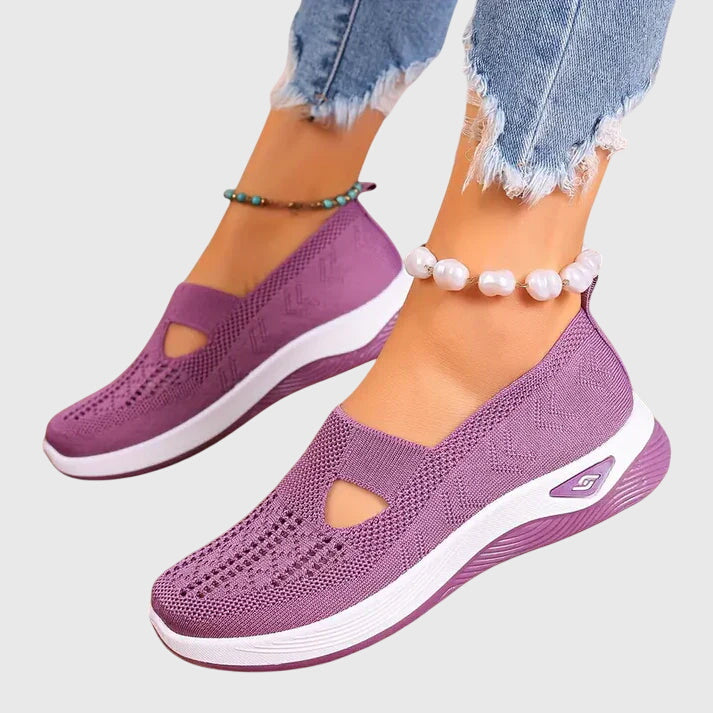 Mesh Cut Out Slip On Platform Sneakers