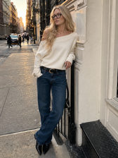 Off Shoulder Fitted Knit Sweater