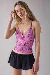 Sheer Lace Ribbed Cami Top