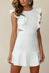 High Neck Ruffle Cut Out Fit and Flare Mini Dress 3