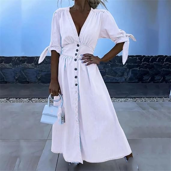 Ariana Elevated Long Denim Dress Chic Silhouette Collection
