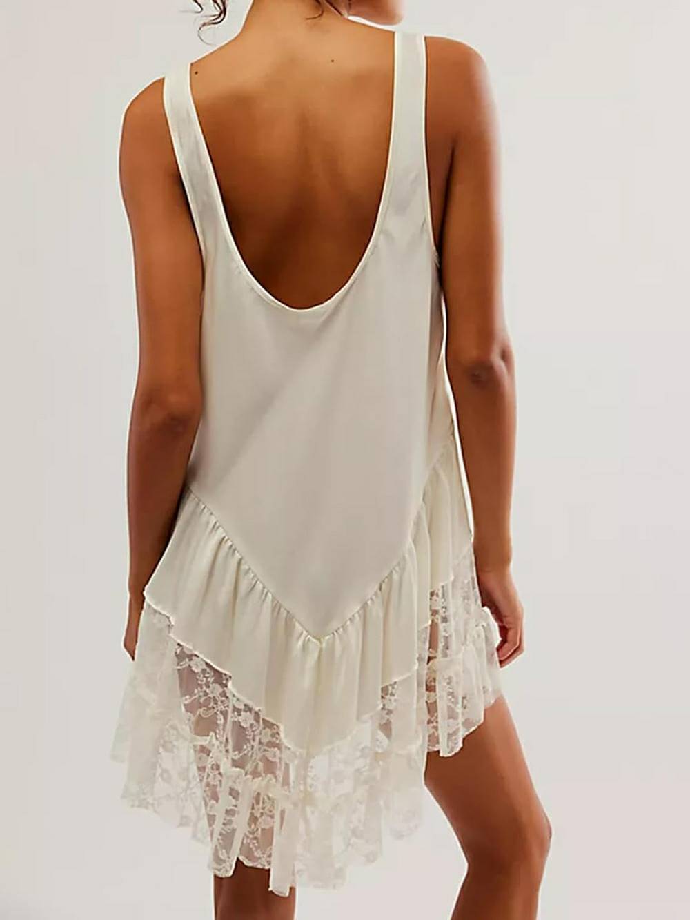 Oversized Teddy Knit Sweater and Lace Hem Mini Dress Two Piece Set 6
