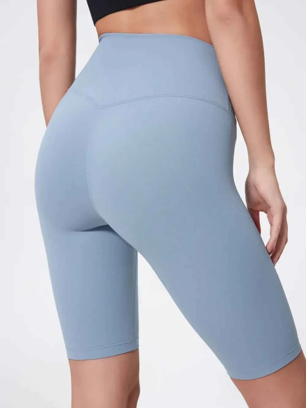 High Waist Wide Waistband Knee Length Active Biker Shorts 10