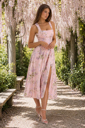 Printed Halter Slim Split Slip Dress