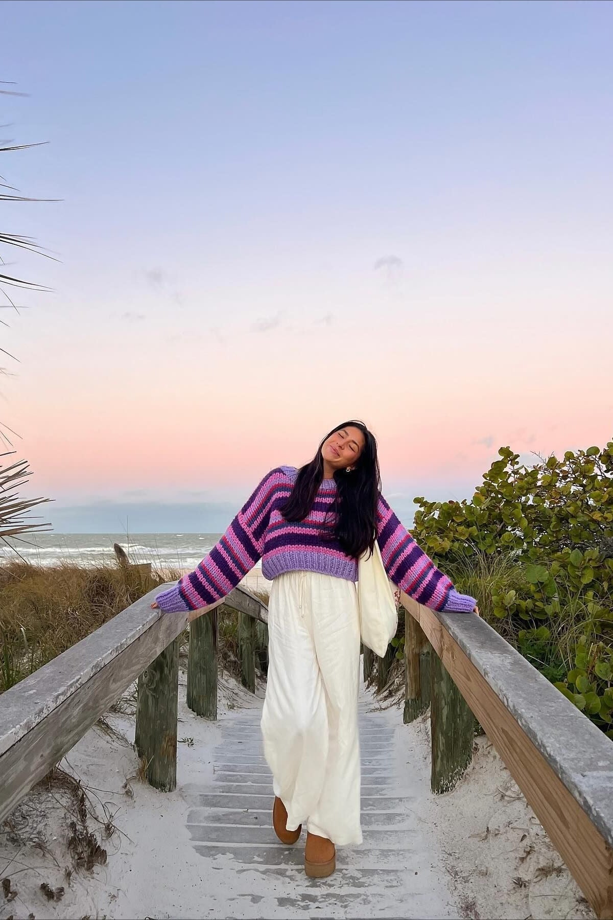 Striped Knit Pullover Sweater