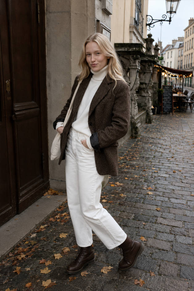 Wool Blend Solid Color Blazer