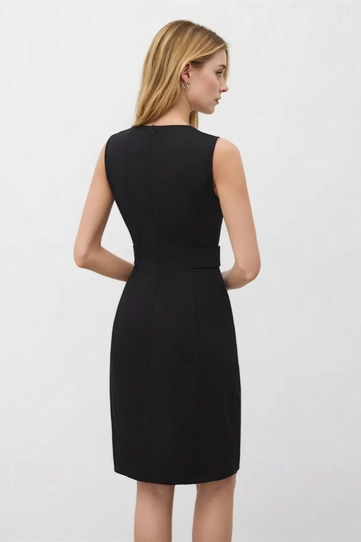 V Neck Sleeveless Chic Minimal Work Dress