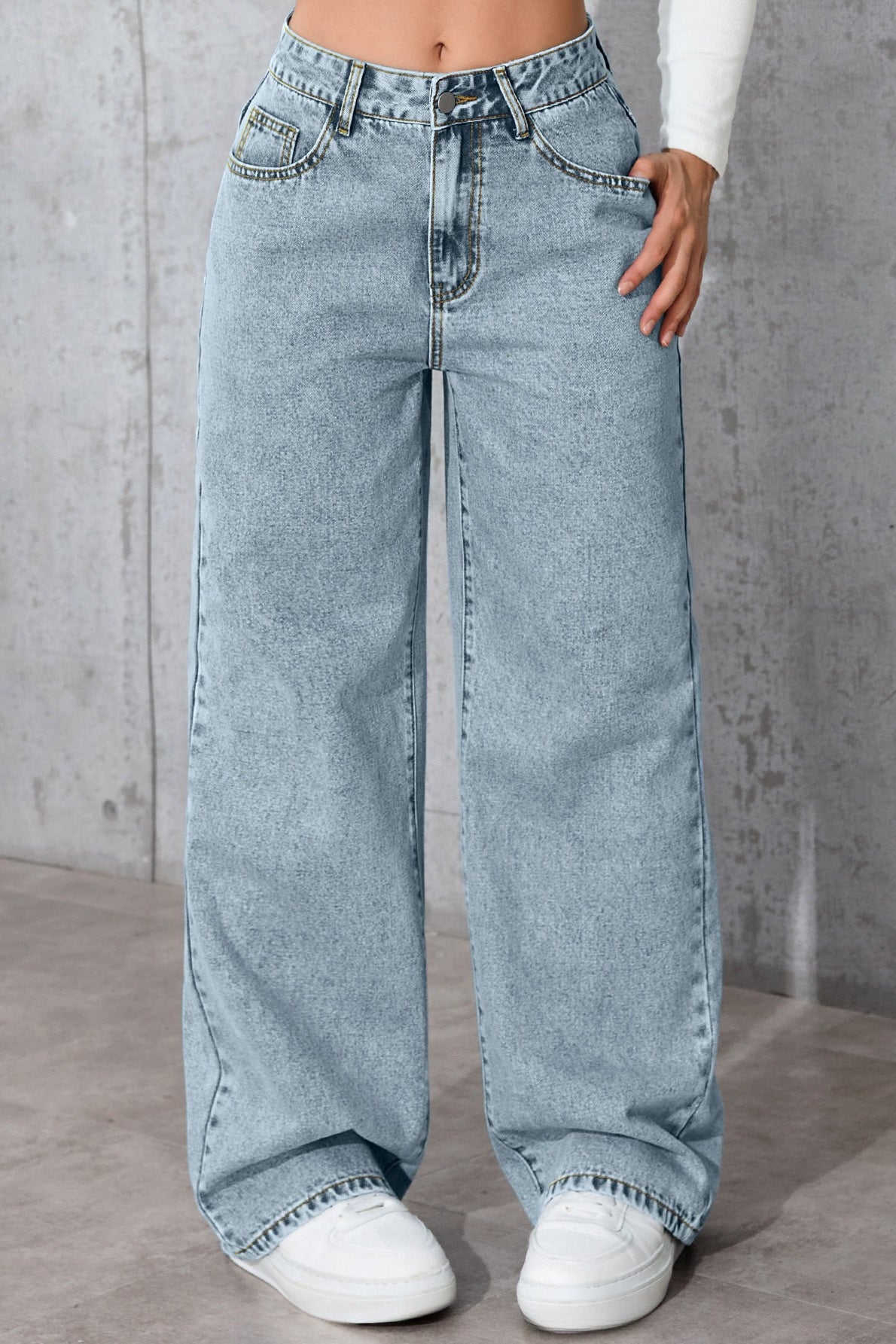 High-Waist Straight-Leg Denim Jeans