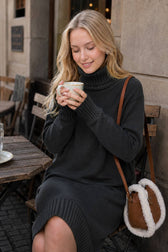 Loose Turtleneck Sweater Dress