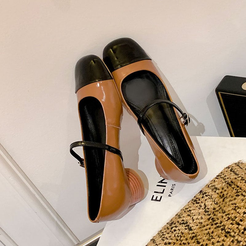 Deneisha Square Toe Block Heels Mary Jane Shoes