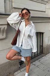 Smocked Lantern Sleeve Blouse