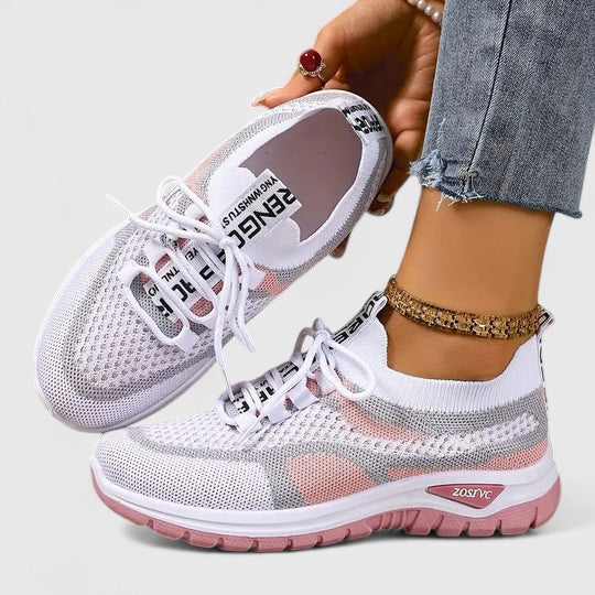 Mesh Knit Lace Up Chunky Sole Sneakers