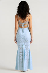 Tie Waist Sling Embroidered Mermaid Lace Dress