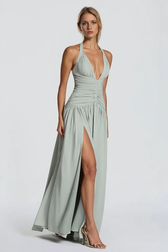 Halter Backless Slit Bodycon Party Dress