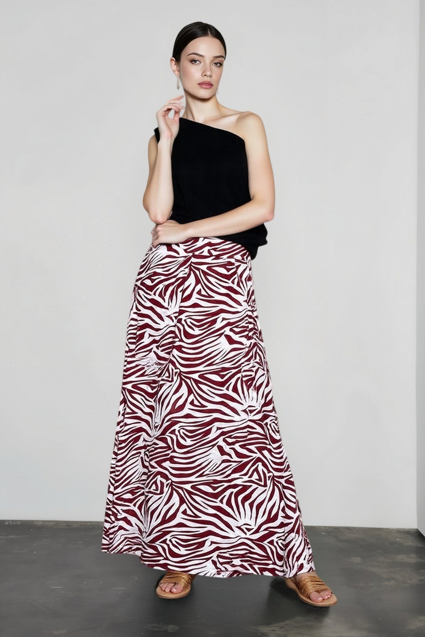 Elegant Zebra Print Umbrella Vacation Skirt