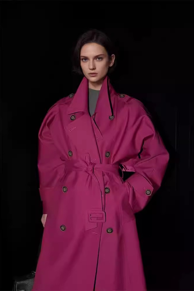 Korean British Double Breasted Elegant Mid Length Overcoat