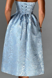 Jacquard Satin Bodycon Strapless Silk Dress 4
