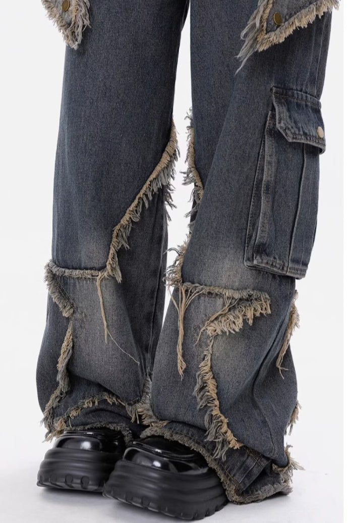 High Waist Wide Leg Workwear Jeans