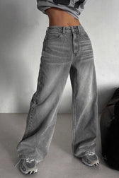 High-Waist Vintage Washed Denim Jeans