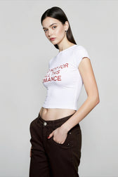 Contrast Letter Print Cropped T-shirts