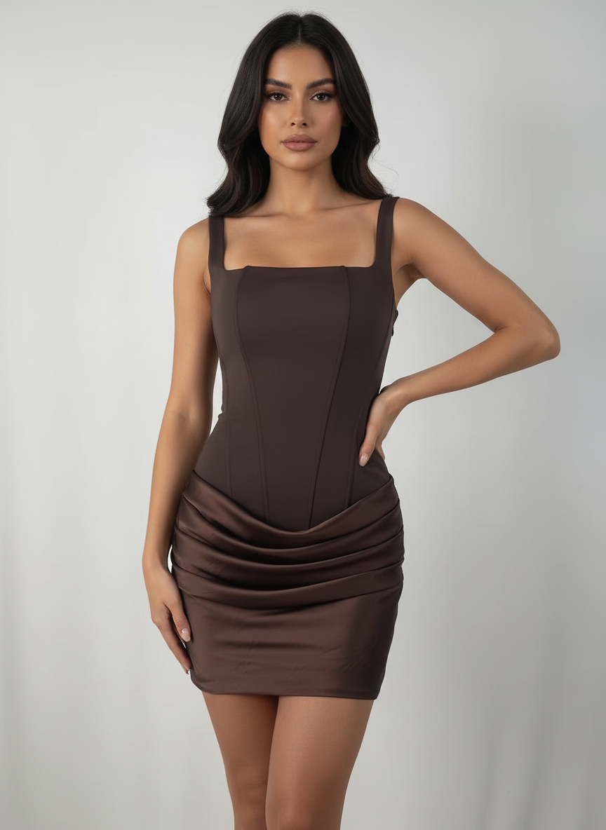 Carlina Graceful Tube Top Shoulder Strap Hot Girl Mini Dress