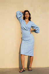 Women Vintage Dot Print Slim Party Dress
