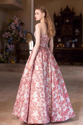 Blush Velvet Ball Gown Prom Dress