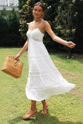 Ruffled Strap A-Line Flared Boho Dress