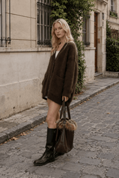 Loose Fit Rabbit Hair Knit Cardigan