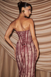 Strapless Lace Bodycon Maxi Lace Dress