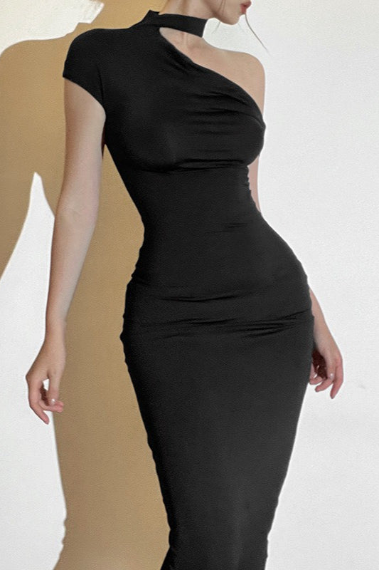 OneShoulder Fitted Maxi Party Dress