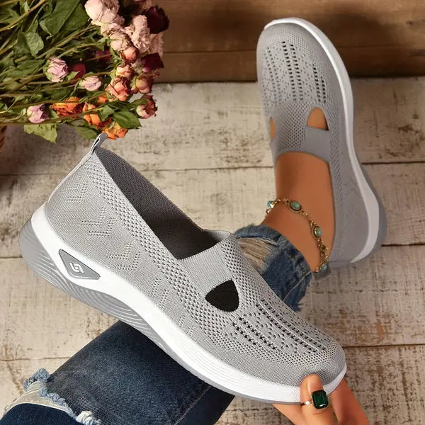 Mesh Knit Slip On Platform Sneakers